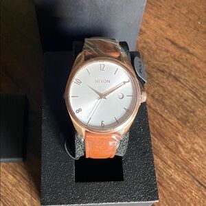 Nixon Silver Dial with Tan Leather Strap Watch